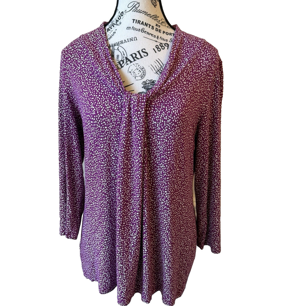 Ann Taylor Women’s Top Size Large Dark Pink & White Stretch 3/4 Sleeves